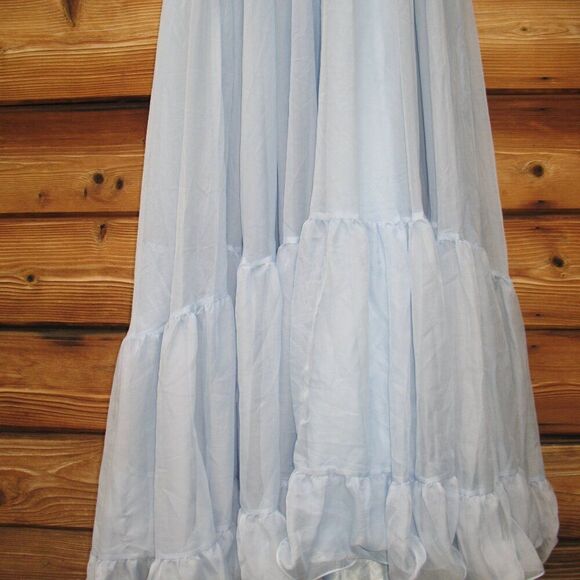 NWT Mac Duggal 67911 Ruffled Tiered Cut Out Chiffon Gown Dress Blue 2 - Picture 12 of 15